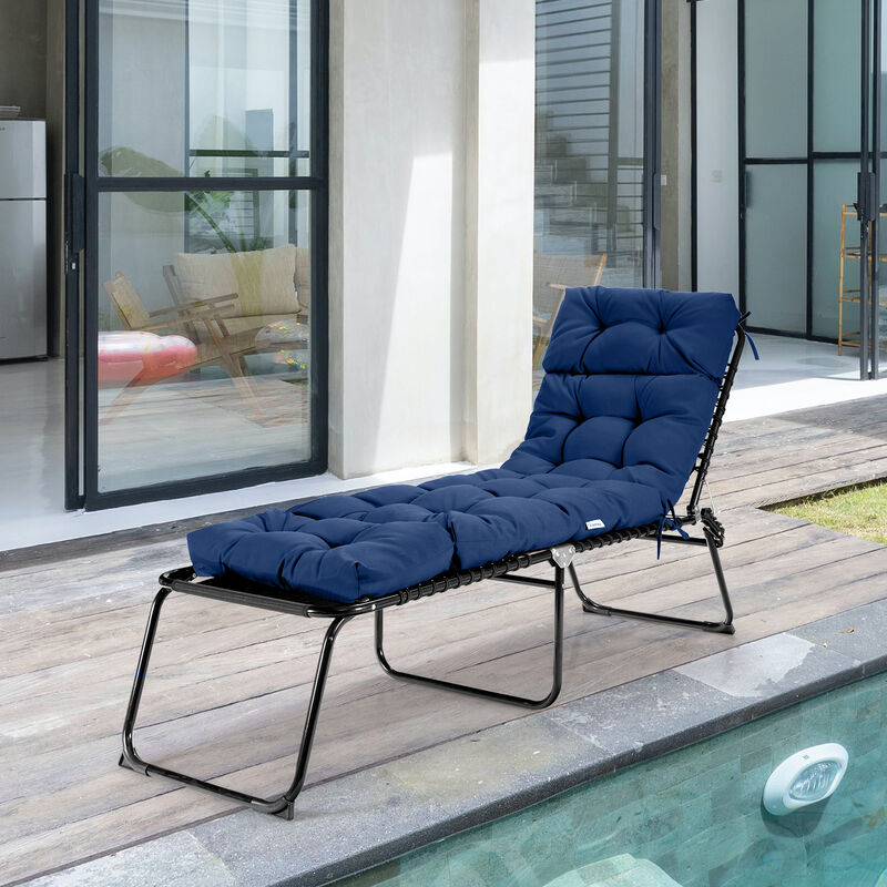 Outdoor Lounge Chaise Cushion with String Ties for Garden or Poolside Seating