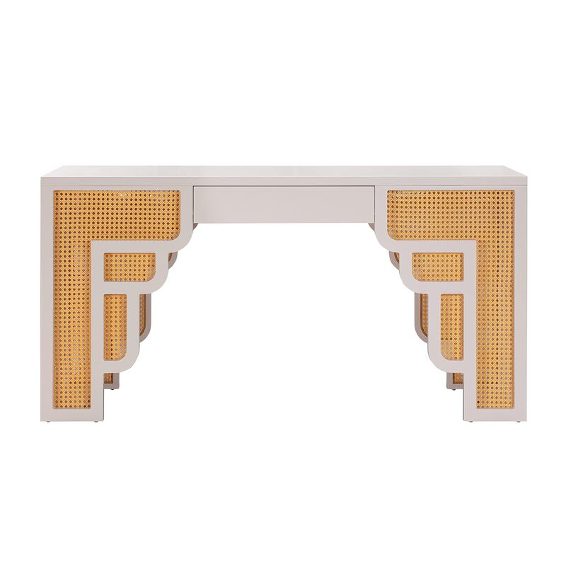 Tov Furniture Suzie Rattan Executive Desk (Cream) image number 3