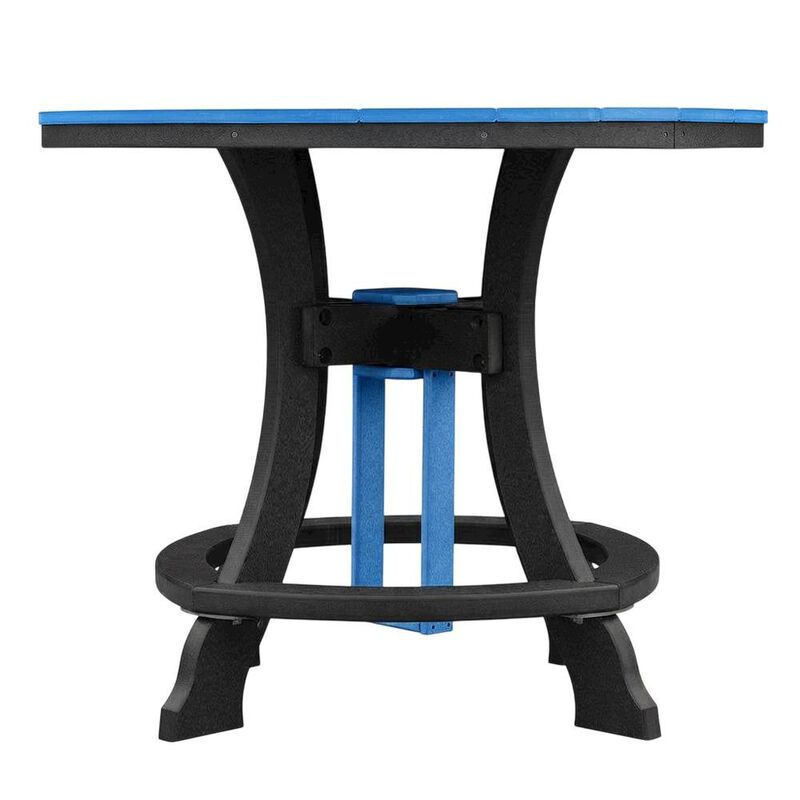 Outdoor Escape Blue Round Outdoor Dining Table With Black Base, 44-Inch Diameter image number 3