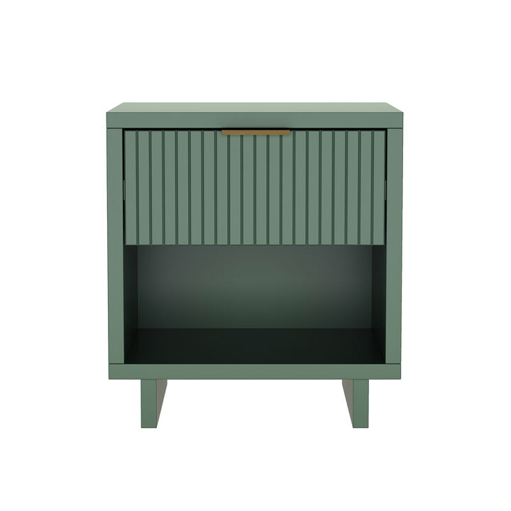 Elara 1-Drawer Green Nightstand