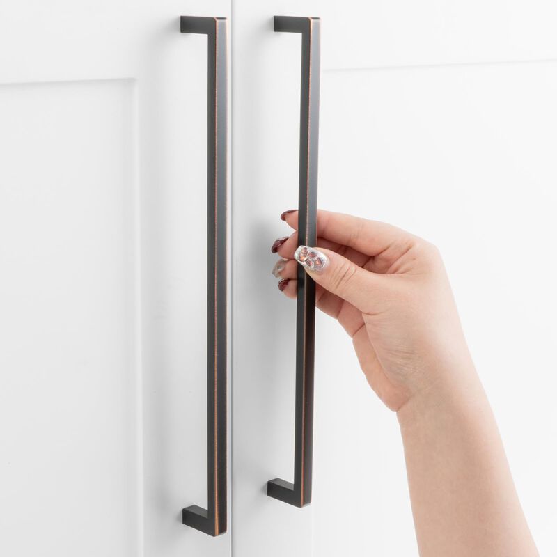 ASKANO Pack of 1, 10 Inch Hole Centers, Oil Rubbed Bronze Square Bar Kitchen Cabinet Pull Handle ZP2401 | Solid Hardware for Dra
