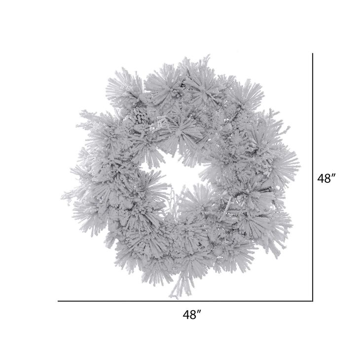 Vickerman 48" Flocked Alberta Artificial Christmas Wreath, Unlit - Faux Snowy Christmas Wreath - Seasonal Indoor Home Decor