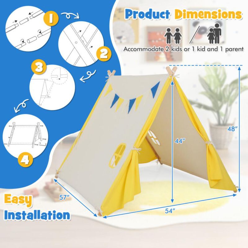 Hivvago Kids Play Tent with Solid Wood Frame Holiday Birthday Gift & Toy for Boys & Girls