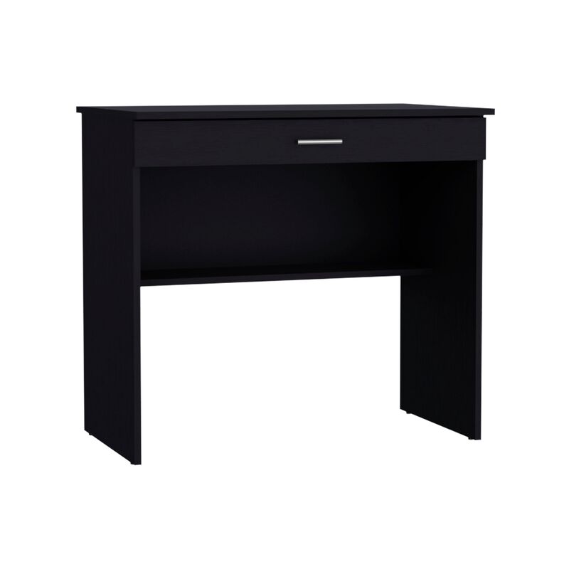 80 C Storage Desk, Compact Workstation with Drawer and Lower Shelf-Black