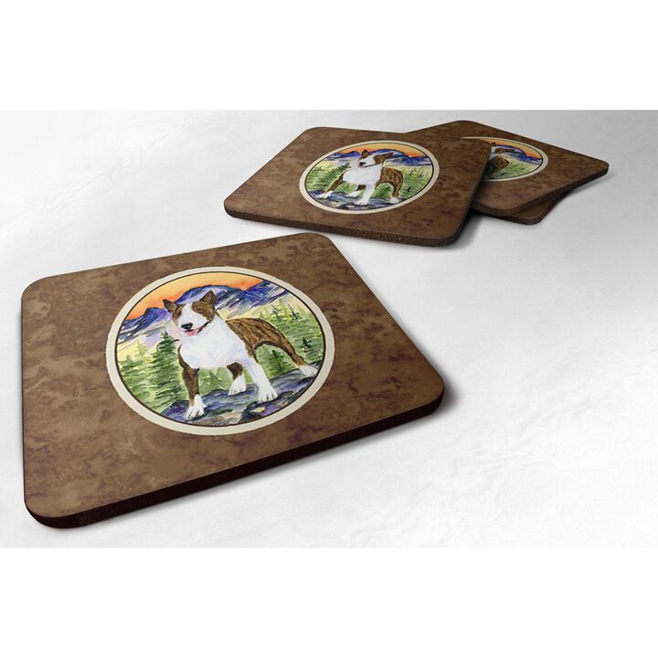 Caroline's Treasures SS8167FC Bull Terrier Foam Coasters (Set of 4), 3.5 H x 3.5 W, Multicolor