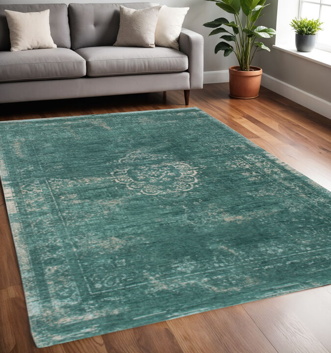 HomeRoots Medallion Non Skid Area Rug