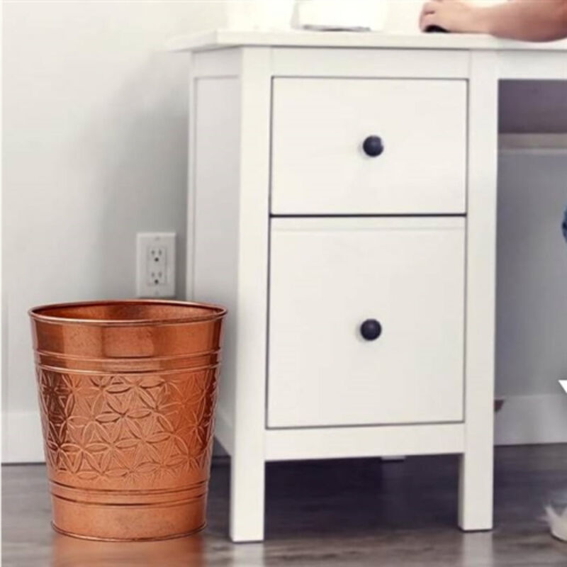 Metal Waste Basket&ndash; Bathroom or Bedroom Trash Can image number 2