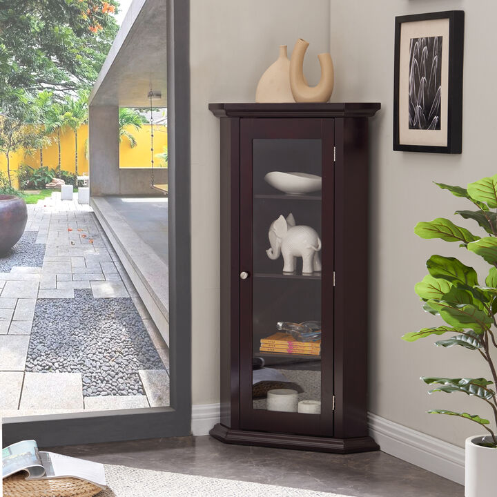 Kings Brand Furniture Cambridge Corner Curio Storage Cabinet