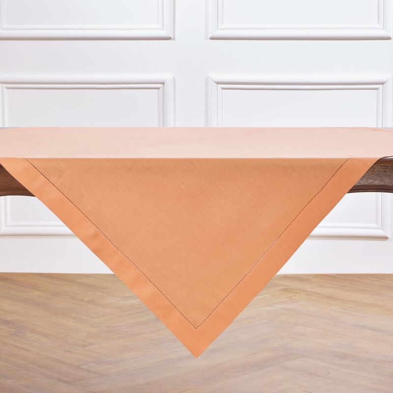 Solino Home 100% Pure Linen Table Throw - Classic Hemstitch