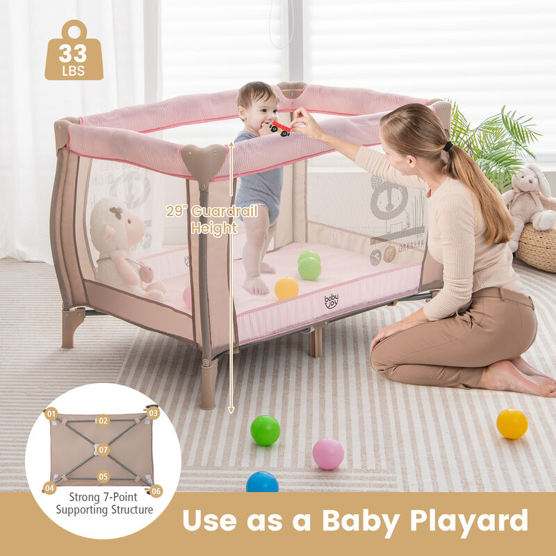 Portable Baby Playard with Changing Table Bassinet and Music Box