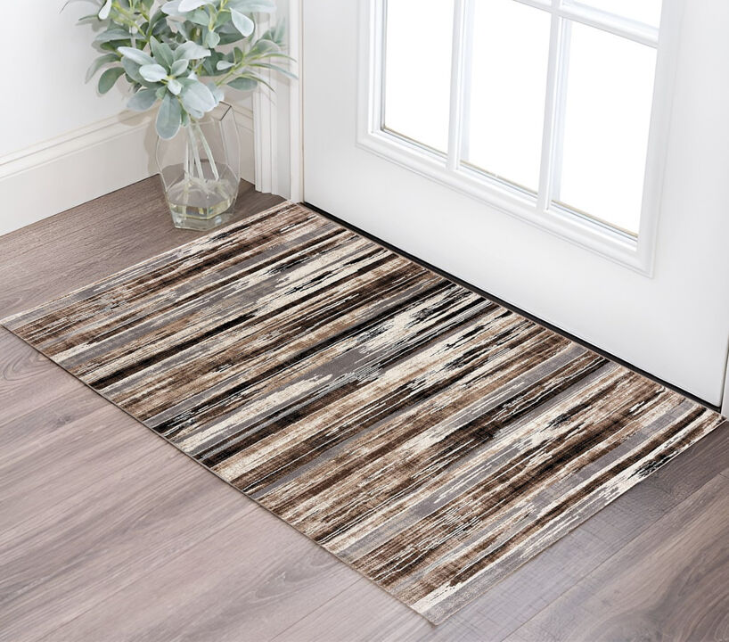HomeRoots Abstract Washable Non Skid Area Rug