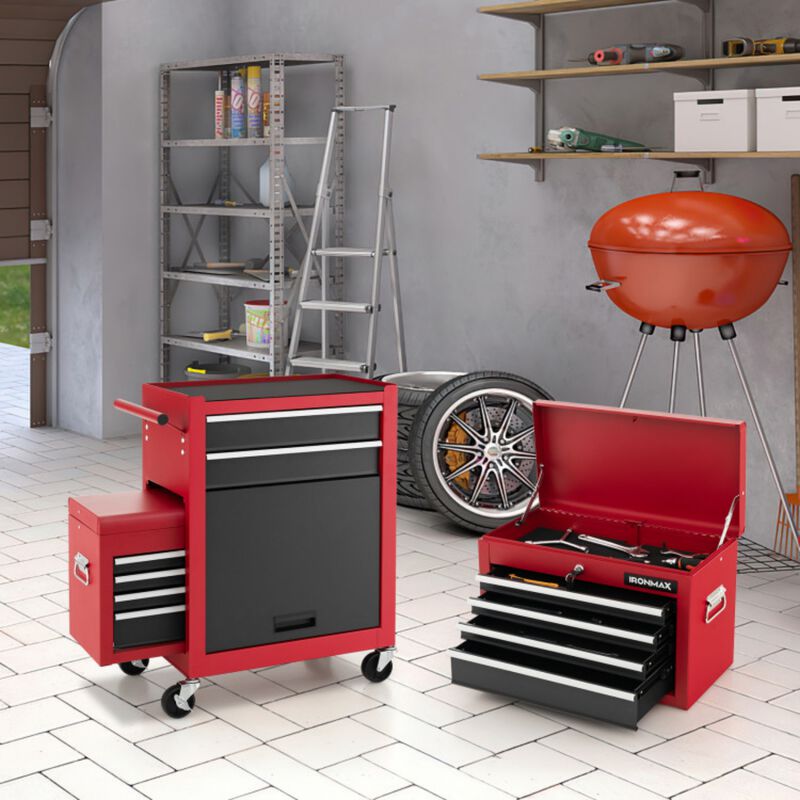 6 Drawer Rolling Tool Chest with Detachable Top Box and Lockable Wheels image number 1