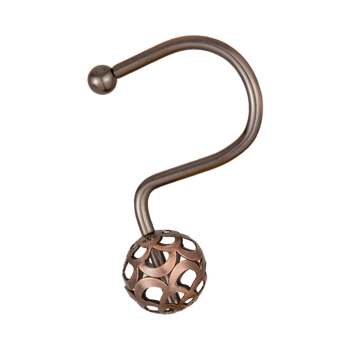 Utopia Alley Rust-Resistant Metal Shower Curtain Hooks with Hollow Ball Design, Shower Hooks Hangers for Bathroom, Kitchen Utensils, Curtains, Clothing, Towels etc - Set of 12