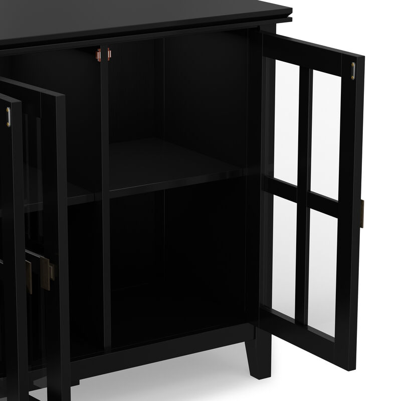 Artisan SOLID WOOD 66 inch Wide Contemporary Wide 4 Door Storage Cabinet in Black image number 8
