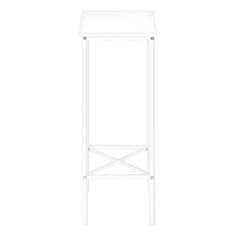 Monarch Specialties I 2079 Accent Table, Side, End, Narrow, Small, 2 Tier, Living Room, Bedroom, Metal, Laminate, White, Contemporary, Modern