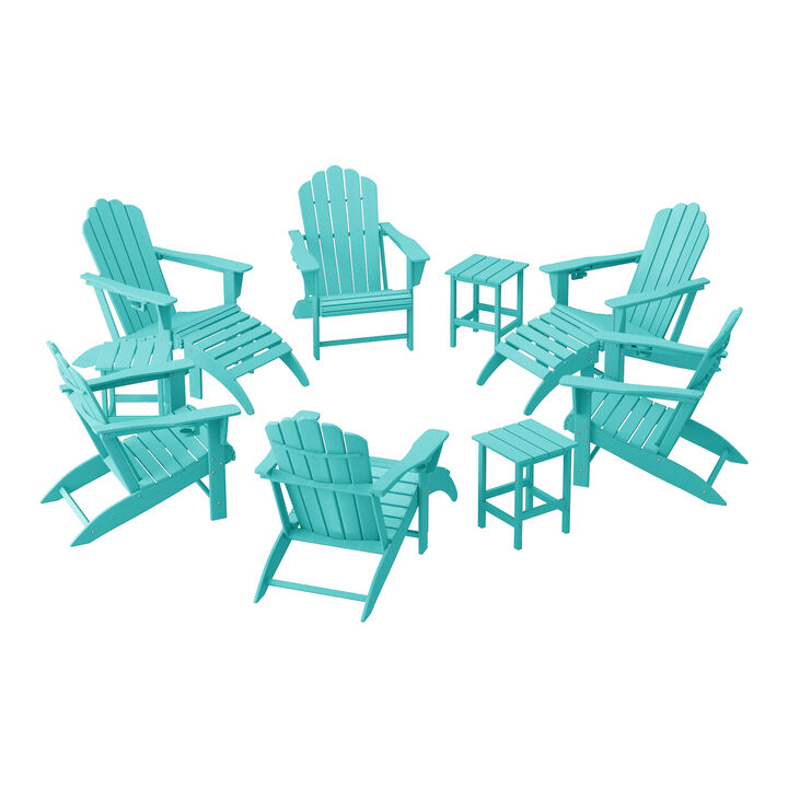 WestinTrends 12-Piece HDPE Outdoor Patio Furniture Adirondack Chair Conversation Table Set
