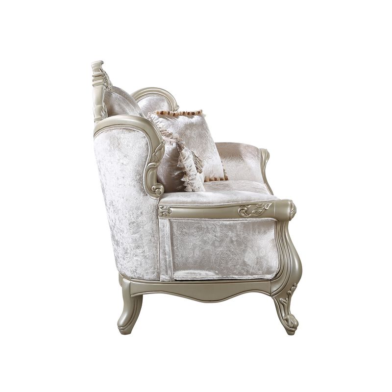 Kerra Loveseat with Accent Pillow, Classic Beige Fleur De Lis 72 Inch
