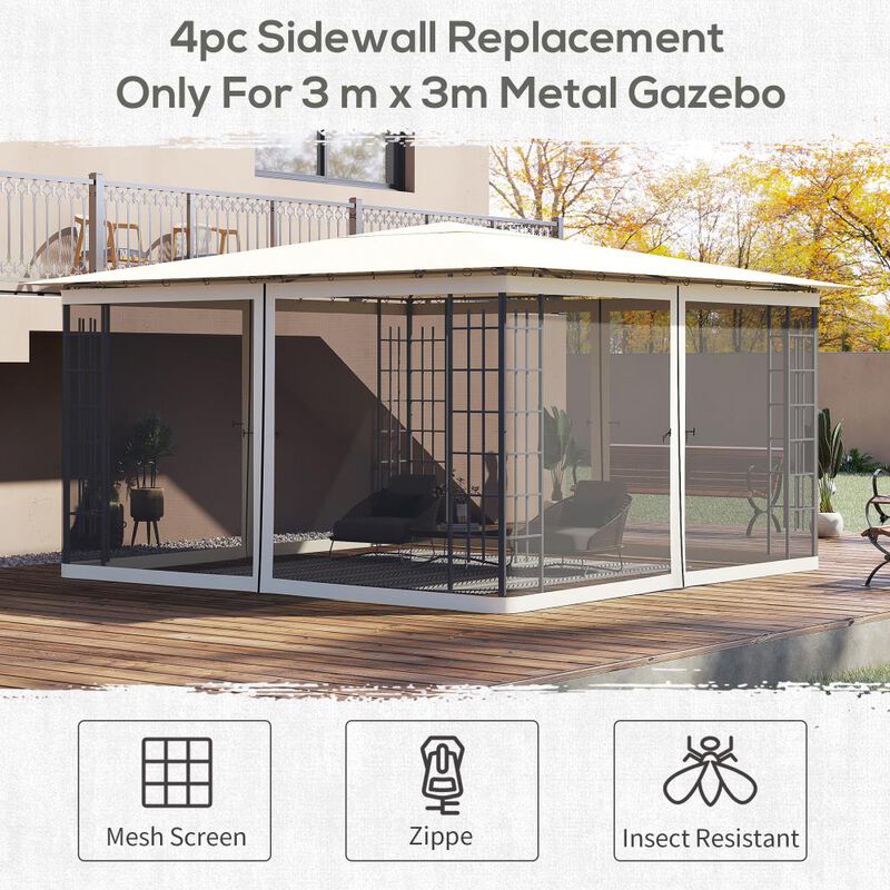 Hivvago 13x13 Outdoor Gazebo Mesh Screen with Zippers image number 3