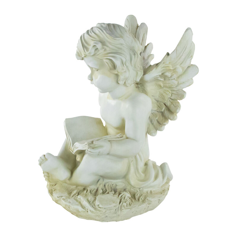 11.5" Cherub Angel with Book Outdoor Garden Statue image number 2