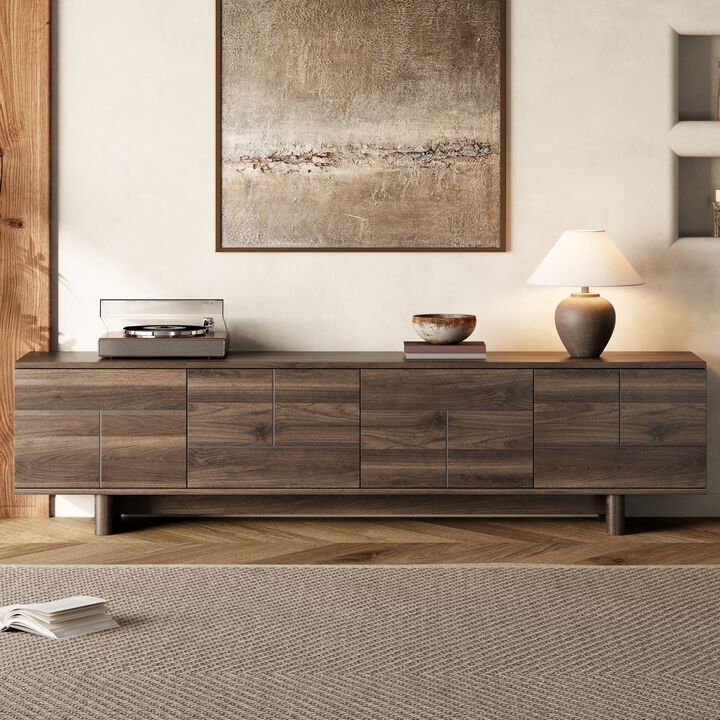 Merax Media Console with Push-Open Storage, Adjustable Shelves, Integrated Cable Management