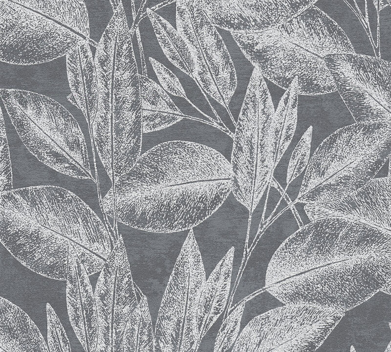 Suki Grey Leaves Wallpaper