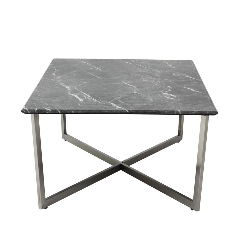 Homezia Black on Stainless Faux Marble Coffee Table