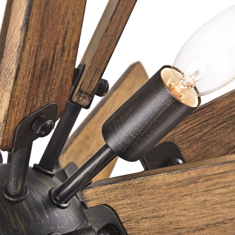 Betina Antique Black Sputnik Natural Wood 6-light Chandelier image number 6