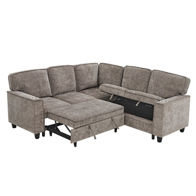 Timlod L-Shaped Pull-Out Sectional Sleeper Sofa image number 8