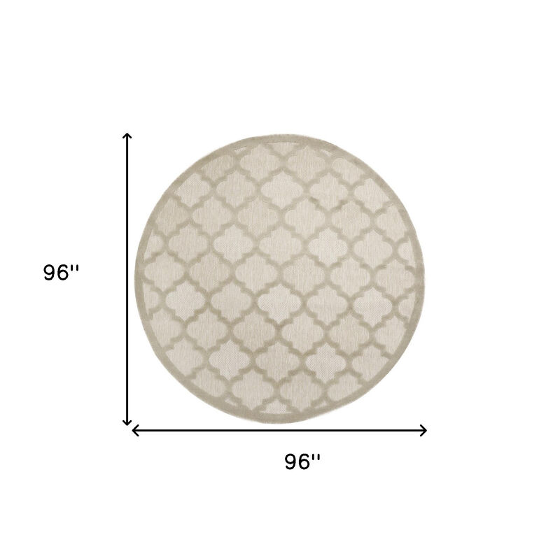 HomeRoots 8' Cream Round Geometric Indoor Outdoor Area Rug image number 4