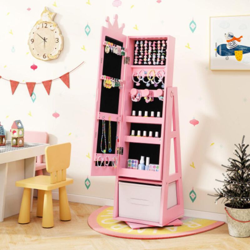 Kids Jewelry Armoire Cabinet with Large Storage Capacity and Swivel Base image number 2