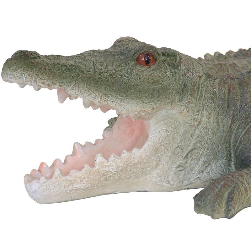 Sunnydaze Chloe the Crabby Crocodile Indoor and Outdoor Statue - 18 in