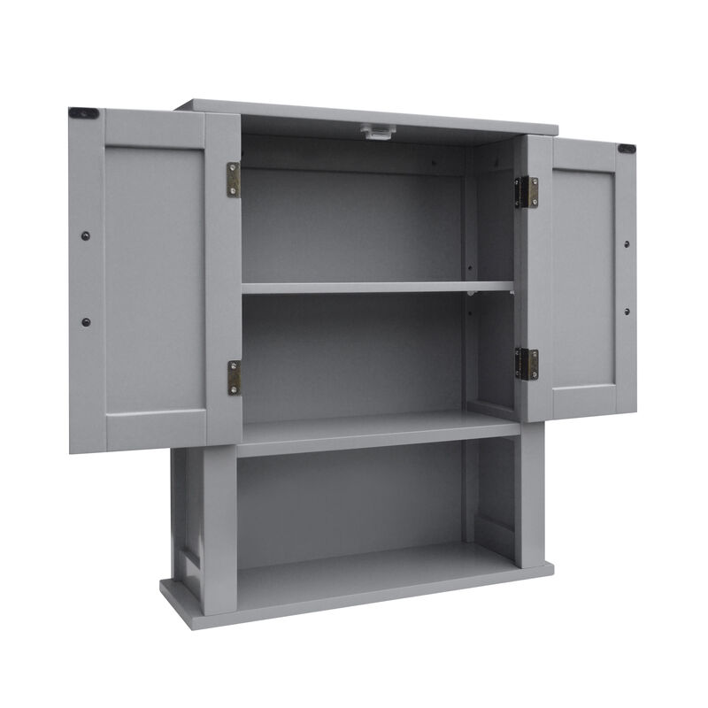 Mercer Removable Two-Door Wall Cabinet with Open Shelf, Gray image number 0
