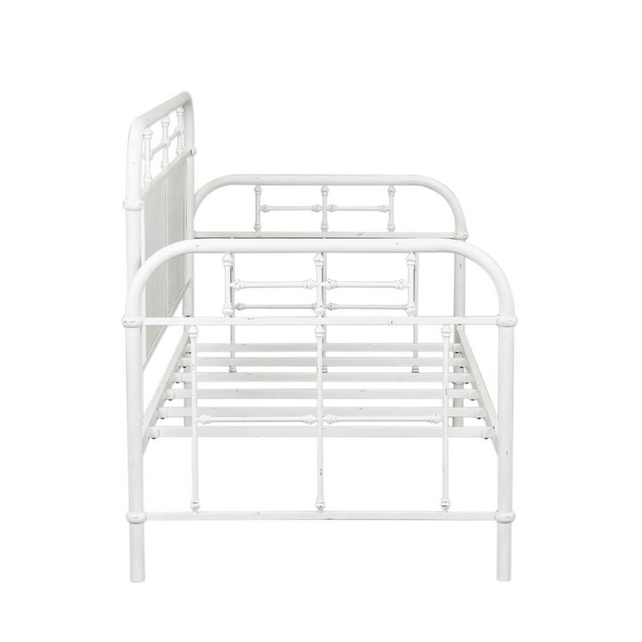 Liberty Furniture Vintage Series Twin Metal Day Bed - Antique White in Distressed Metal