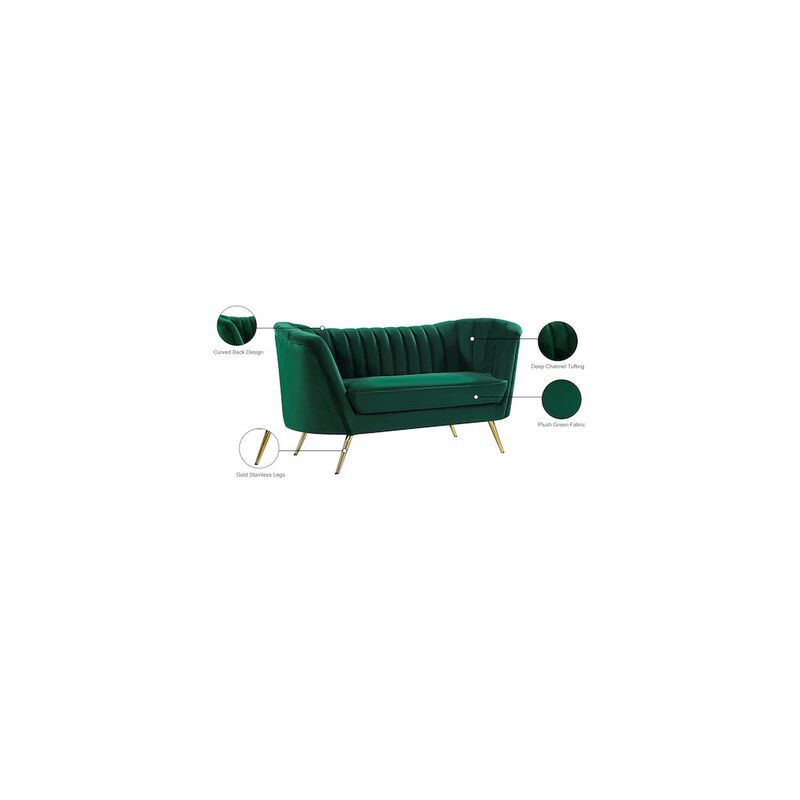 Meridian Furniture Margo Green Velvet Loveseat