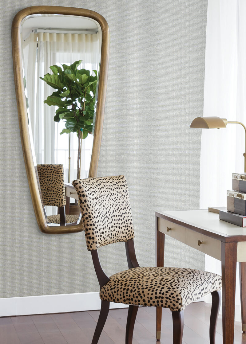 Wancahi Grey Grasscloth Wallpaper image number 1