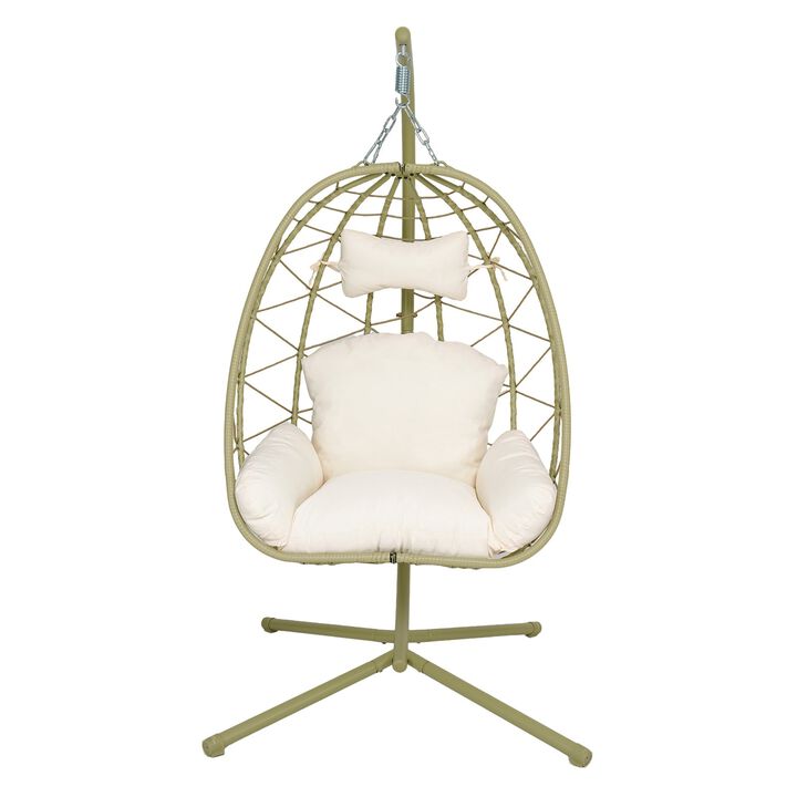 Hivvago Wicker Hanging Egg Chair with Stand