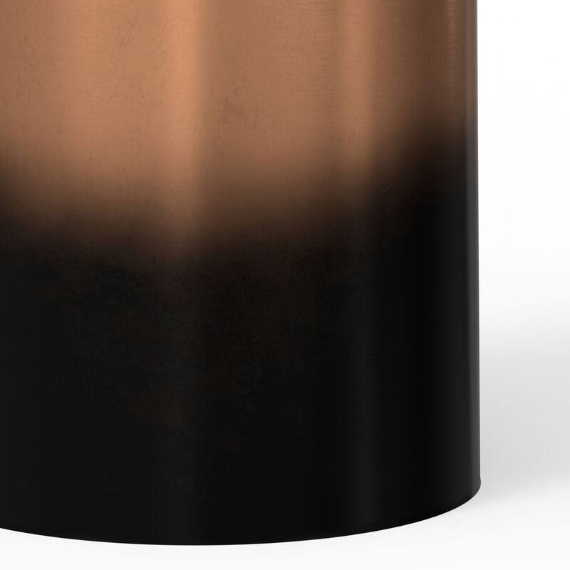 Curtis Industrial 16 inch Wide Metal Metal Cylinder Accent Table in Ombre Black / Copper, Fully Assembled