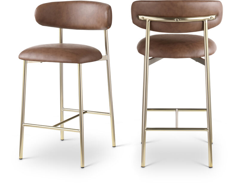 Meridian Furniture Lupita Vegan Leather Counter Stool, Set of 2