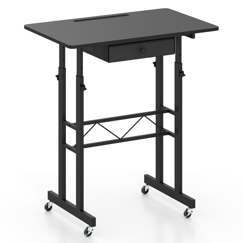 Adjustable Rolling Laptop Desk with Tablet Stand and Drawer image number 0