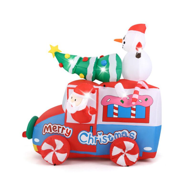 Hivvago 6 ft Christmas Inflatable Santa on Car Blow up Festive Vehicle with Santa Clause
