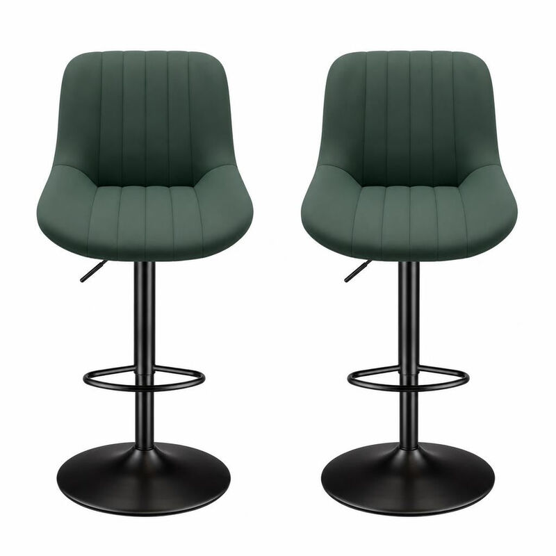 Swivel Bar Stools Set of 2, Upholstered Counter Height Bar Stools with Back and Footrest, 360 Degree Swivel Kitchen Island Chairs, Modern Barstools for Kitchen Counter, Home Bar, Dining image number 2