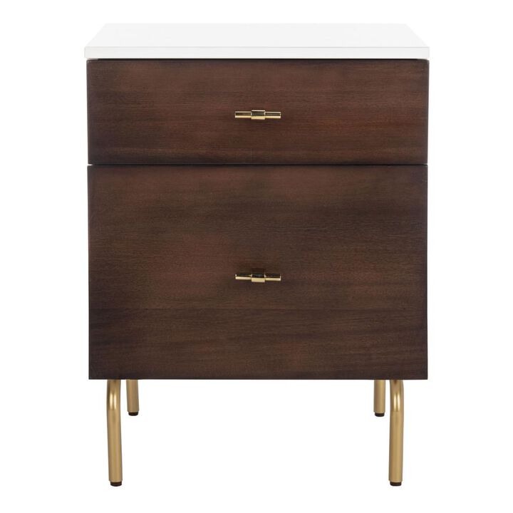 Safavieh Genevieve 2 Drawer Nightstand, White/Gold