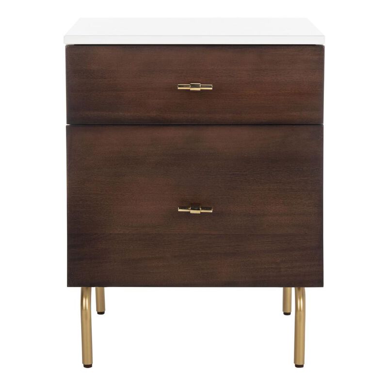 Safavieh Genevieve 2 Drawer Nightstand, White/Gold