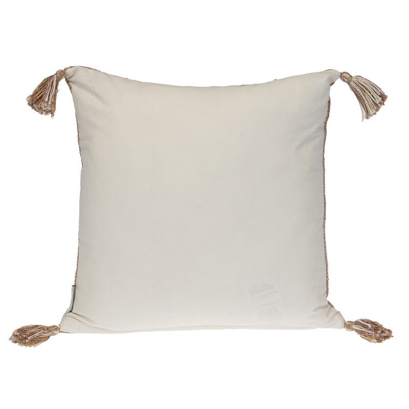 HomeRoots 18" Brown and White Striped Cotton Throw Pillow With Tassels image number 2