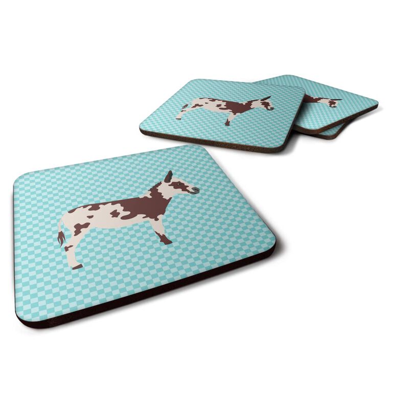 Caroline's Treasures American Spotted Donkey Blue Check Decorative coasters, 3.5, Multicolor
