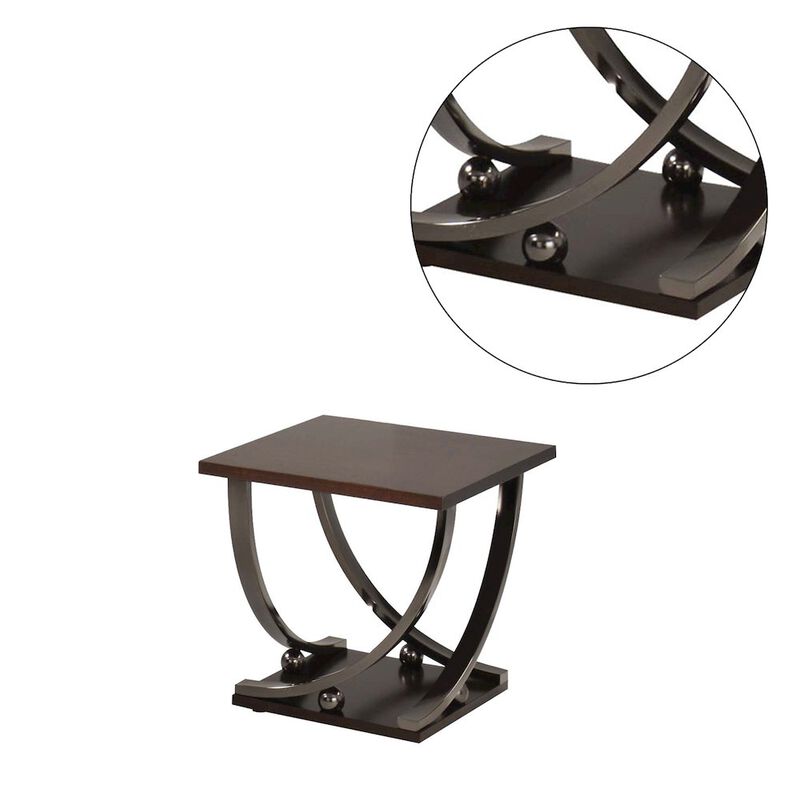 Simple Relax Square Wood End Table in Black Nickel Finish image number 2