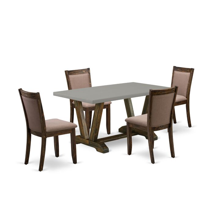 East West Furniture V796MZ748-5 5Pc Kitchen Set - Rectangular Table and 4 Parson Chairs - Multi-Color Color