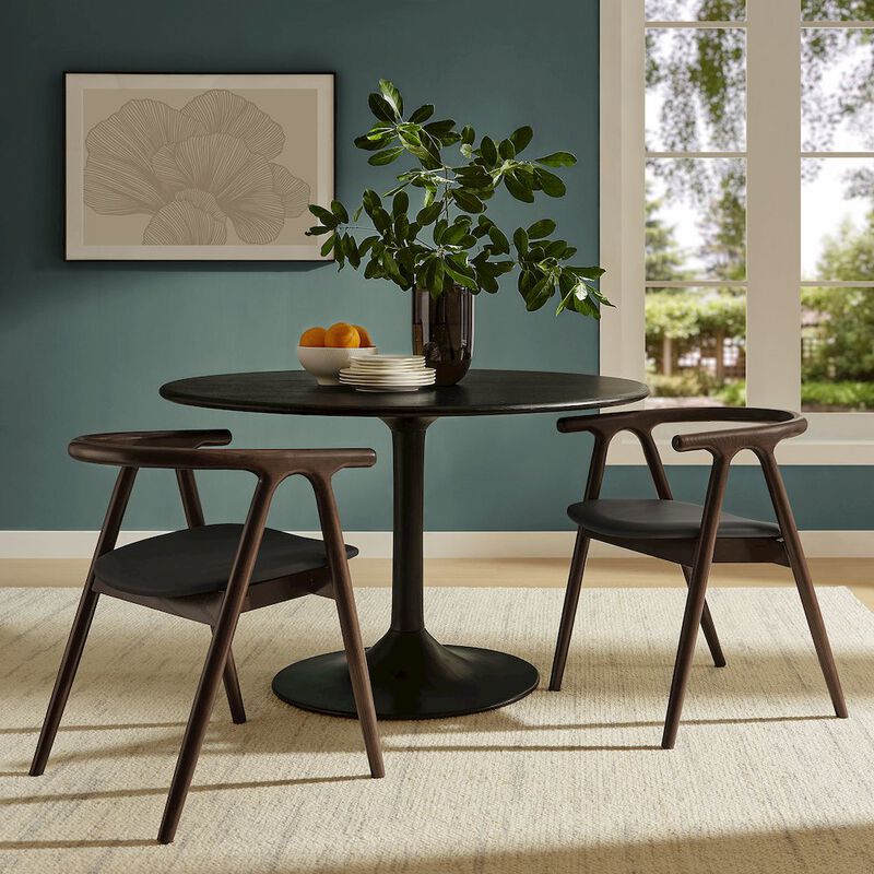 Modway Henry Solid Wood Curved Back Dining Chair in Black &ndash; Single Wood Dining Chair with Faux Leather Upholstered Seat &ndash; Modern Dining Room Armchair or Accent Chair image number 7