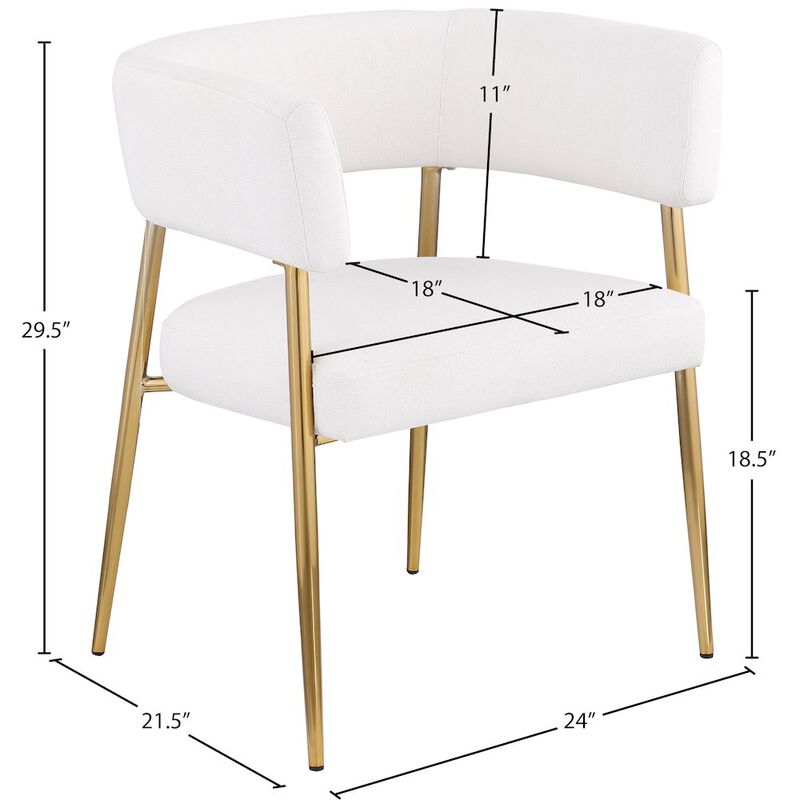 Meridian Furniture Creston Cream Durable Linen Textured Fabric Dining Chair
