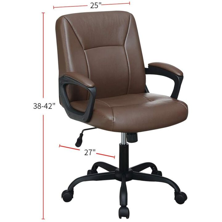 Relax Cushioned Office Chair 1pc Brown Color Upholstered Seat back Adjustable Chair Comfort